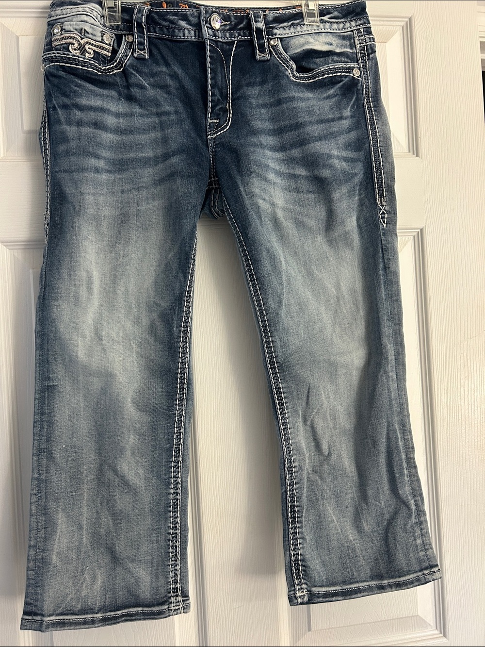 Rock Revival Dark Blue Embroidered Pocket Jeans